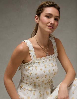 AE Back Bow Smocked Midi Dress