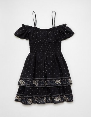 off the shoulder black floral dress Black Off-Shoulder Satin Prom Dress with 3D Floral Sleeves and High Slit –  SS077 – Viniodress main image 1