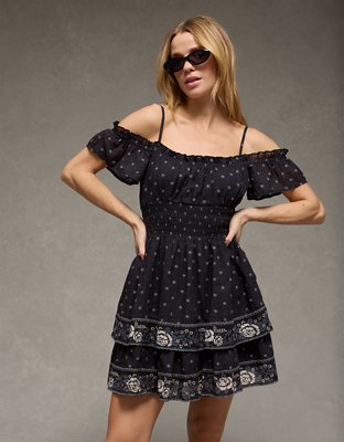 AE Off-The-Shoulder Smocked Mini Dress