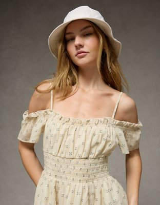 AE Off-The-Shoulder Smocked Mini Dress