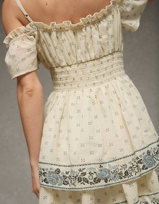 AE Off-The-Shoulder Smocked Mini Dress