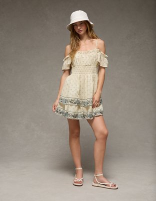 AE Off-The-Shoulder Smocked Mini Dress