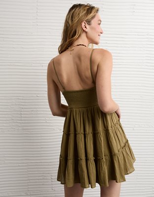 AE V-Neck Tiered Babydoll Mini Dress | American Eagle