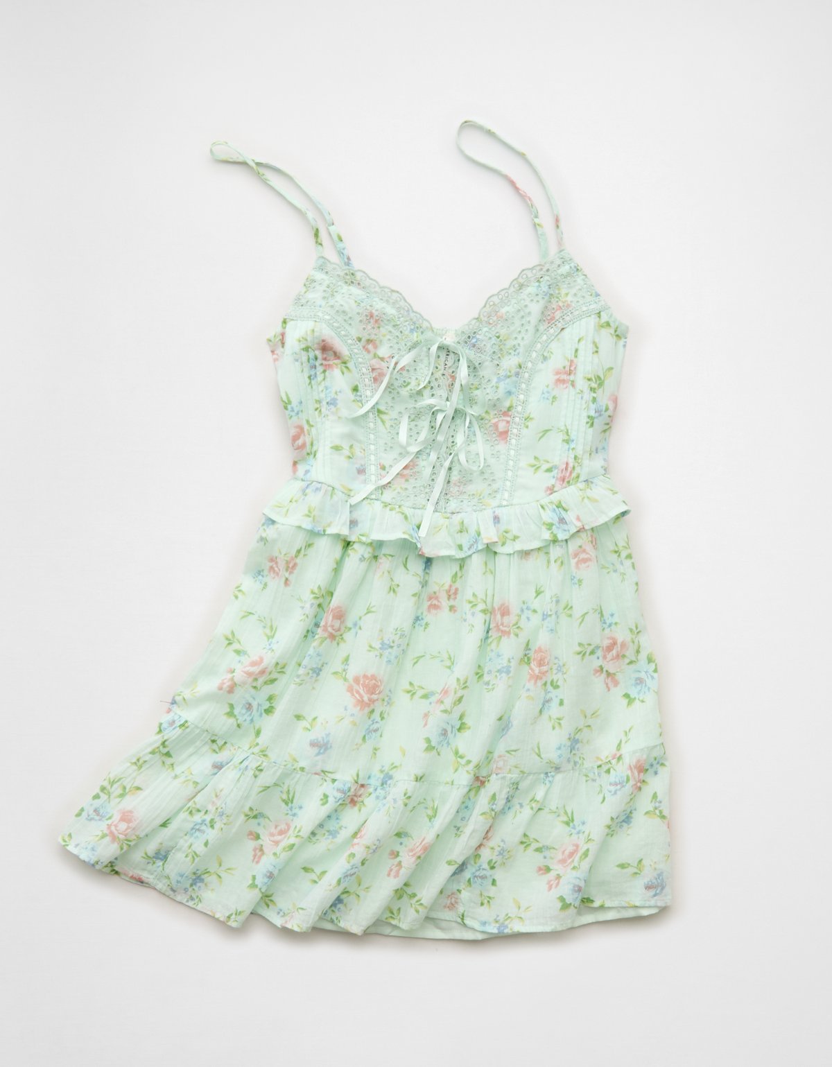AE V-Neck Tie-Front Embroidered Mini Dress - image 3