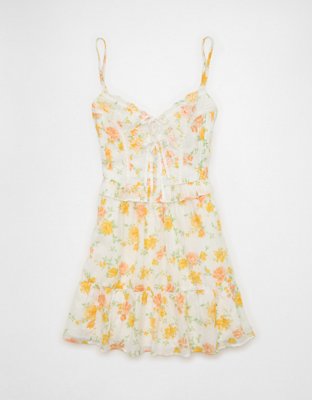 AE V-Neck Tie-Front Embroidered Mini Dress