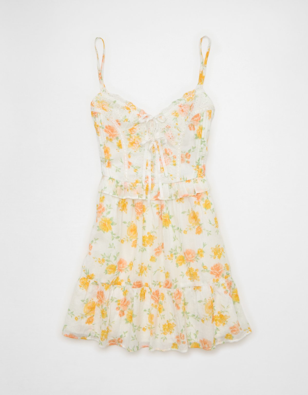 AE V-Neck Tie-Front Embroidered Mini Dress - image 3