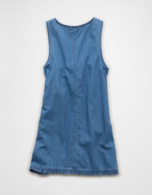 AE Denim Ruffle Pinafore Mini Dress | American Eagle