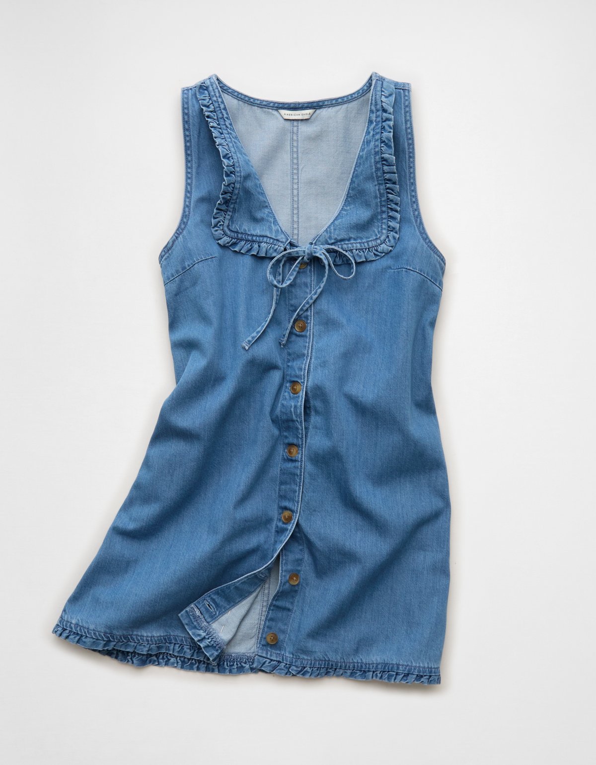 AE Denim Ruffle Pinafore Mini Dress - image 3