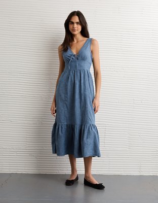 knee length dresses for ladies Barbara High Waist Scoop Neck Midi Dress – ANMY BUI main image 1