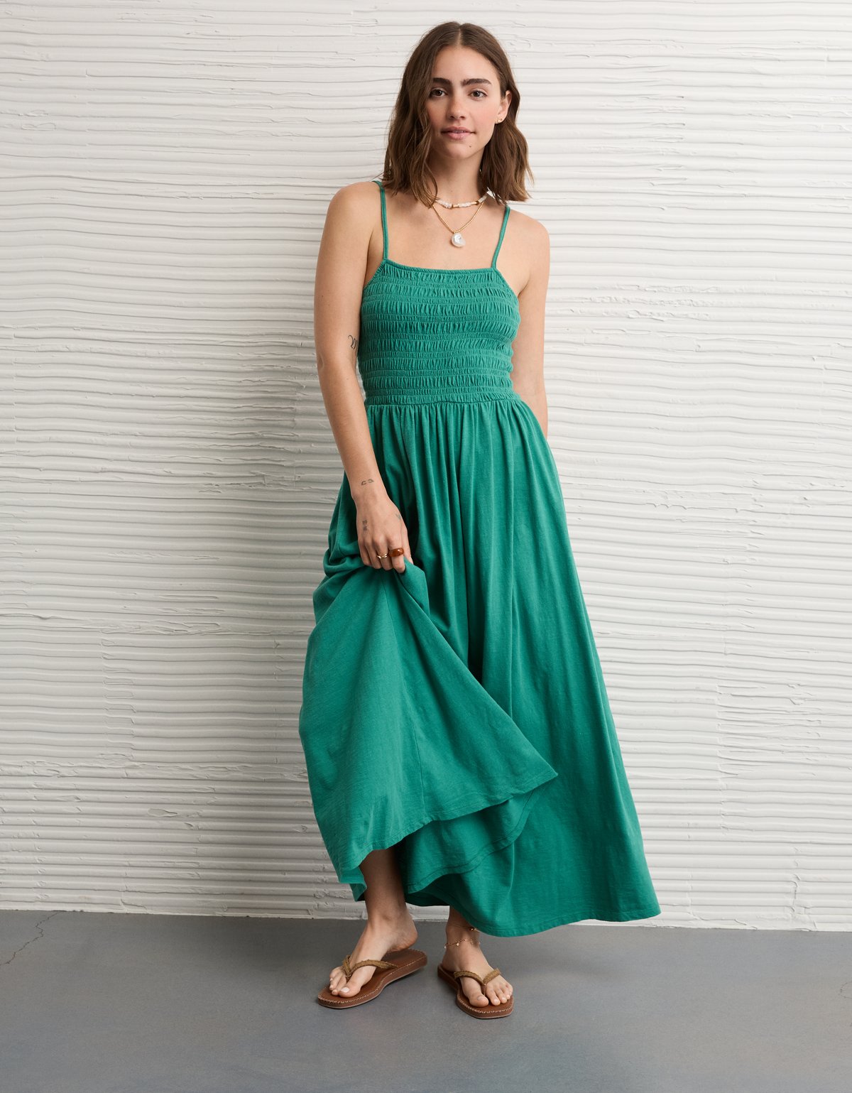 AE Sunchaser Smocked Knit Midi Dress - image 2