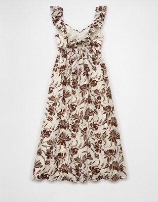 AE Flutter Sleeve Tie-Front Midi Dress