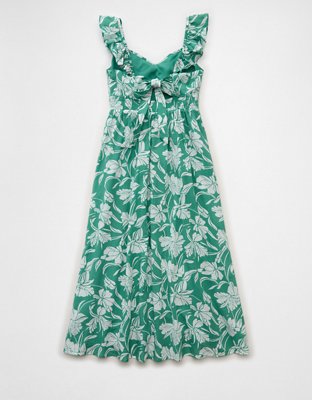 AE Flutter Sleeve Tie-Front Midi Dress