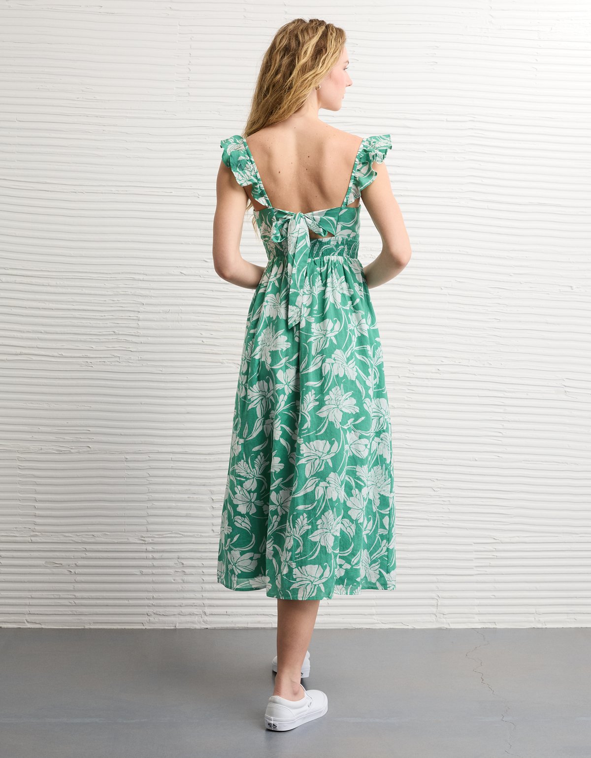 AE Flutter Sleeve Tie-Front Midi Dress - image 2