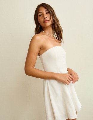 AE Linen-Blend Strapless Mini Dress | American Eagle