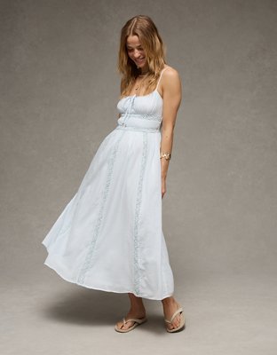AE Tie-Front Lace Midi Dress