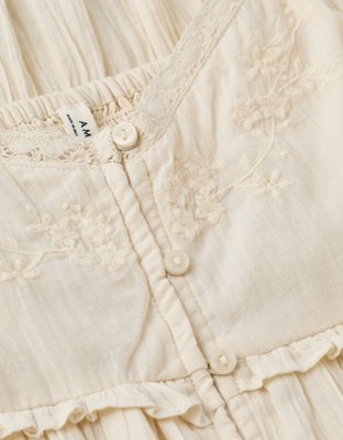 AE Puff-Sleeve Embroidered Mini Dress