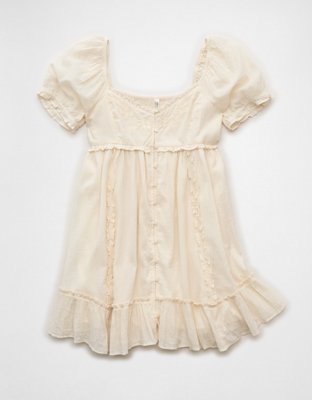 AE Puff-Sleeve Embroidered Mini Dress