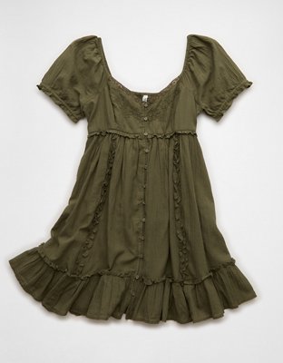 AE Puff-Sleeve Embroidered Mini Dress