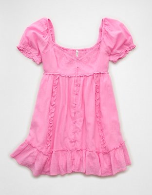 AE Puff-Sleeve Embroidered Mini Dress