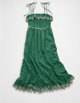 AE Smocked Tie-Strap Midi Dress