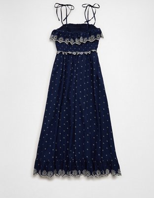 AE Smocked Tie-Strap Midi Dress