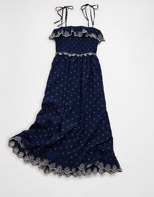 AE Smocked Tie-Strap Midi Dress
