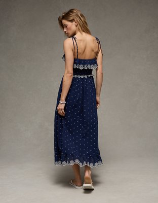 AE Smocked Tie-Strap Midi Dress
