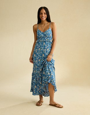 AE V-Neck Ruffle Midi Dress