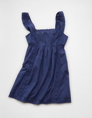 AE Square Neck Lace-Trim Mini Dress