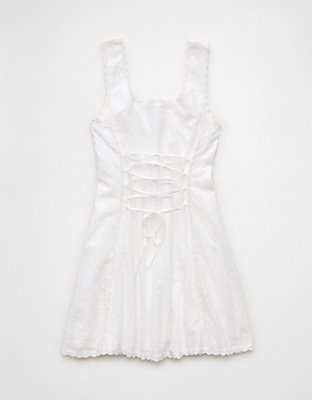 AE Embroidered Lace-Up Back Mini Dress