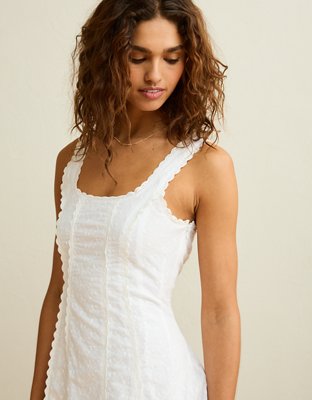 AE Embroidered Lace-Up Back Mini Dress