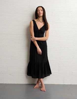 navy blue dress for baby girl AE Asymmetrical Tiered Midi Dress main image 1