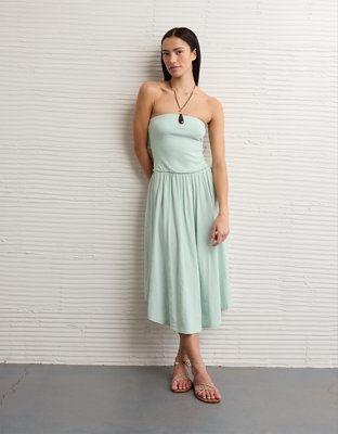 shirt under halter dress Button Down Striped Halter Dress M / Blue