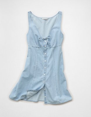 american eagle denim babydoll dress AE Halter Neck Denim Mini Dress