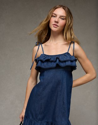 AE Denim Collar Mini Dress | American Eagle