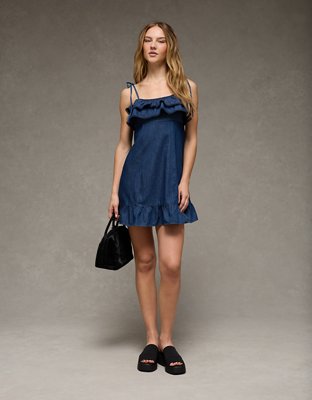 AE Ruffle Tie-Strap Mini Dress