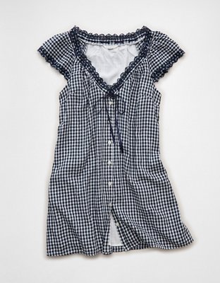 AE V-Neck Ruffled Button-Up Mini Dress