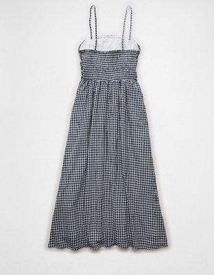 AE Strapless Smocked Embroidered Midi Dress