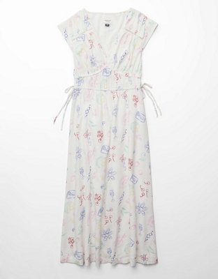 AE Ruched Linen-Blend Midi Dress