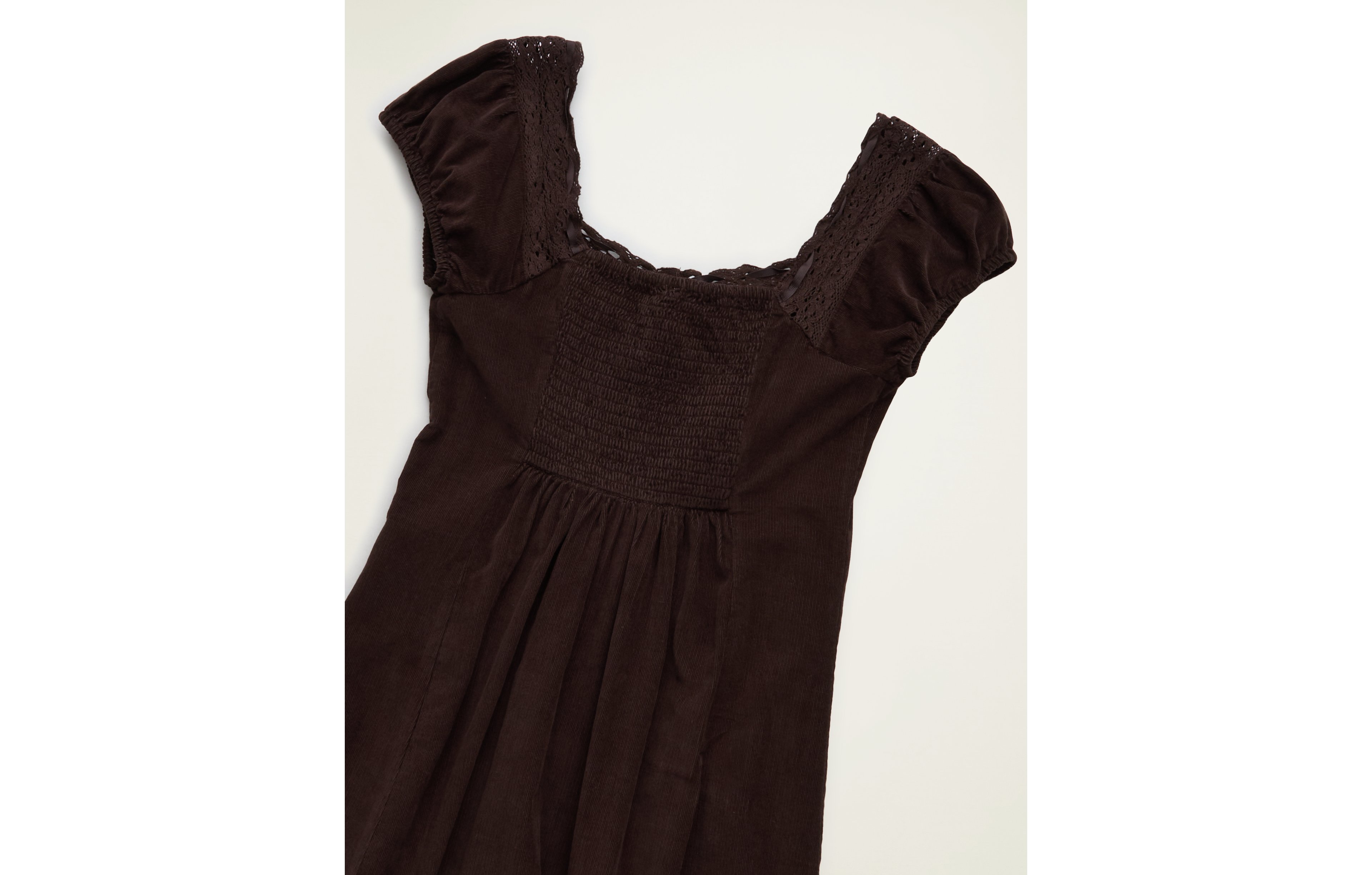 AE Corduroy Tie-Front Lace Mini Dress