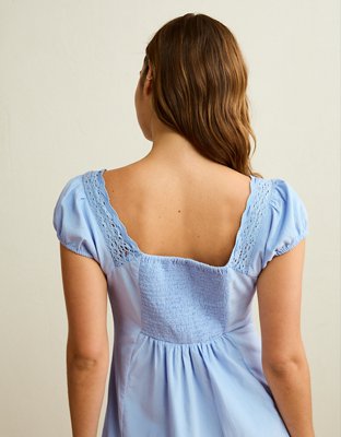 AE Corduroy Tie-Front Lace Mini Dress