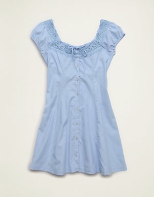 AE Corduroy Tie-Front Lace Mini Dress