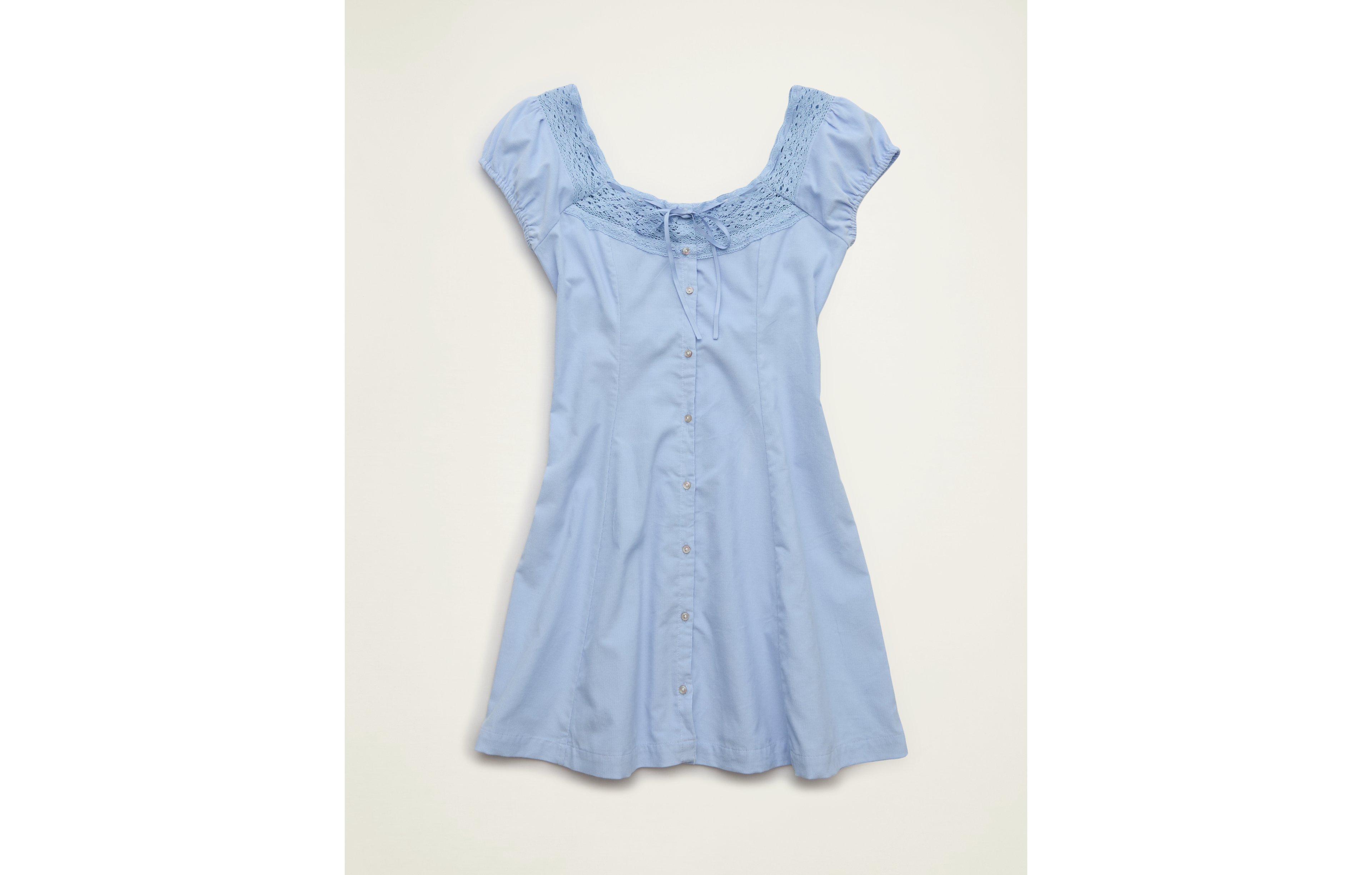 AE Corduroy Tie-Front Lace Mini Dress