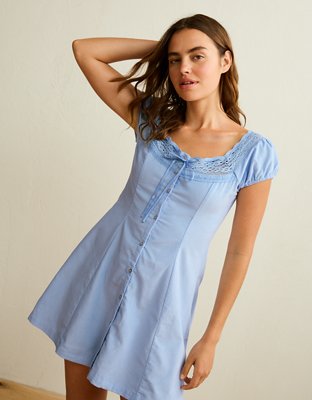 AE Corduroy Tie-Front Lace Mini Dress