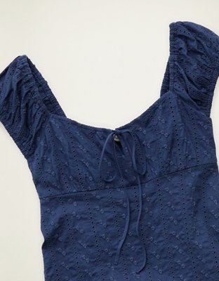 AE Tie-Front Cap-Sleeve Mini Dress
