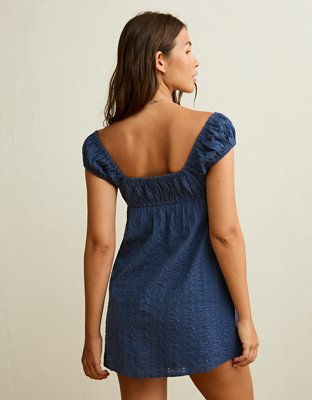 AE Cap-Sleeve Button-Up Mini Dress