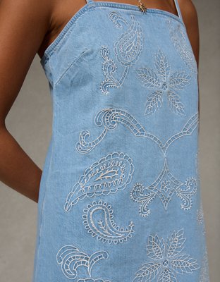 AE Denim Embroidered Mini Dress
