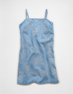 AE Denim Embroidered Mini Dress