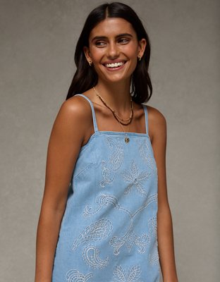AE Denim Embroidered Mini Dress Women's Multi XXS