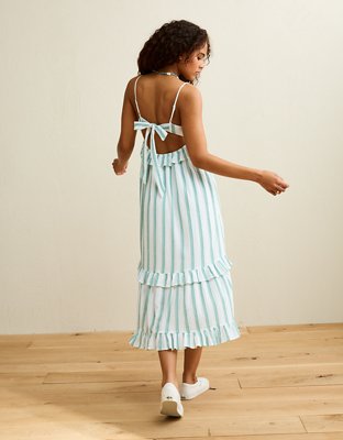 AE V-Neck Ruffle Midi Dress